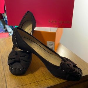 Kate Spade kitten heels new never worn Dark Chocolate Brown w/beige stitching